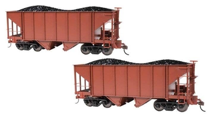 2-Bay Steel Hopper 2-Pack - Ready to Run - Spectrum(R) -- Unlettered (Oxide Red), On30, Bachmann Industries 27904