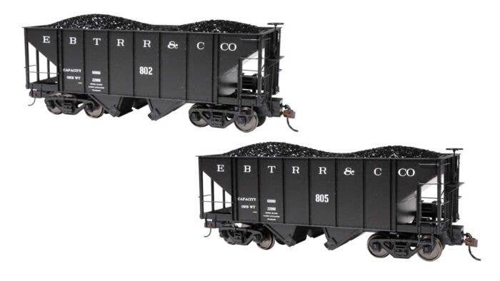 2-Bay Steel Hopper 2-Pack - Ready to Run - Spectrum(R) -- East Broad Top 802, 805 (black), On30, Bachmann Industries 27901