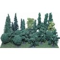 Assorted Trees -- 3 to 5′ 7.6 to 12.7cm pkg(24), ALL, Heki/Mini Forest 304