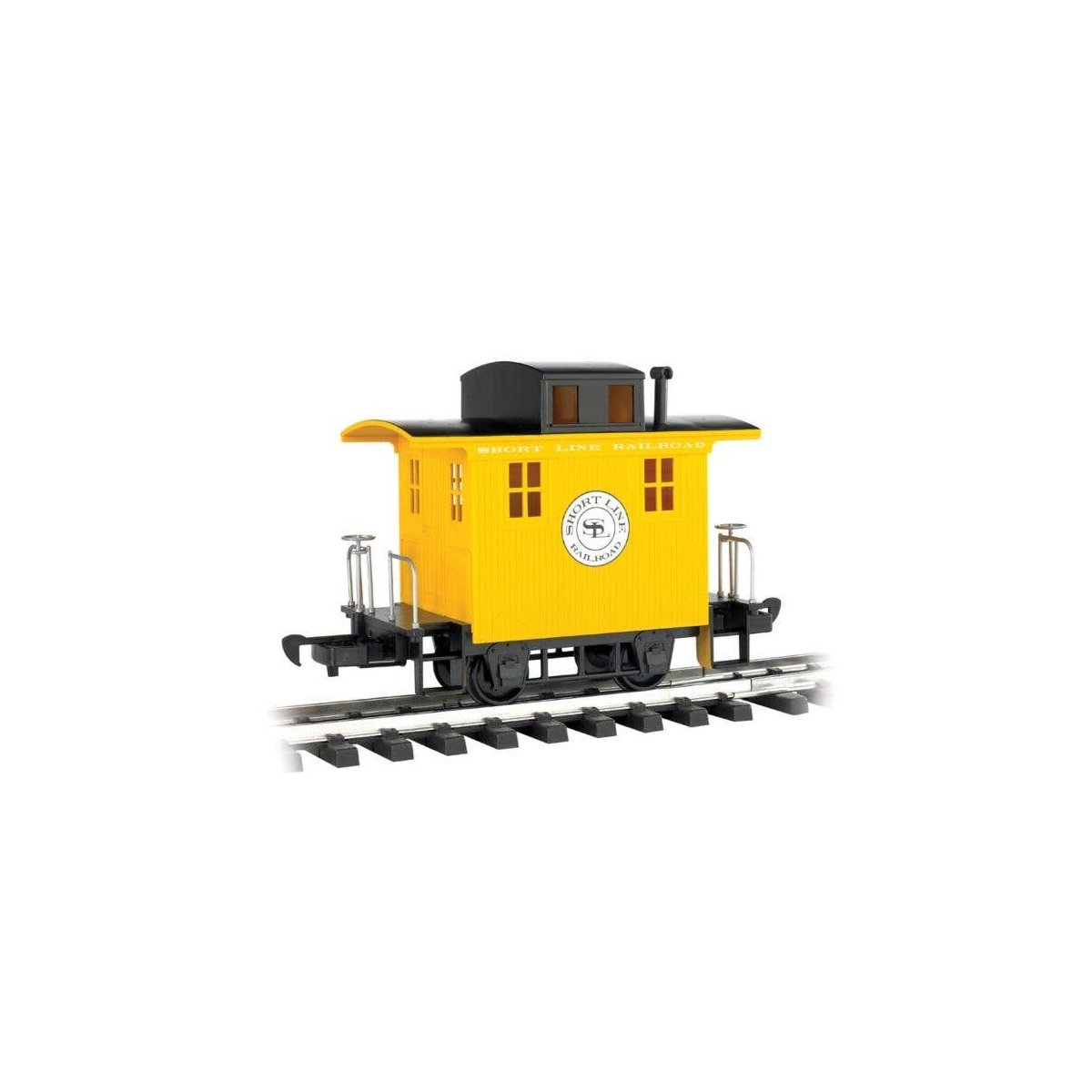 Wood Cupola Caboose - Ready to Run - Li′l Big Haulers -- Short Line Railroad (yellow, black), G, Bachmann Industries 98087