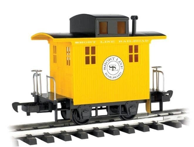 Wood Cupola Caboose - Ready to Run - Li′l Big Haulers -- Short Line Railroad (yellow, black), G, Bachmann Industries 98087