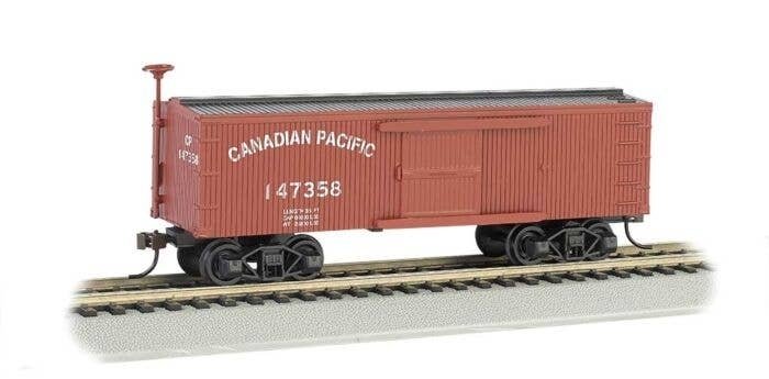 34′ Wood Old Time Boxcar - Ready to Run - Silver Series(R) -- Canadian Pacific 147358 (Boxca, HO, Bachmann Industries 72303