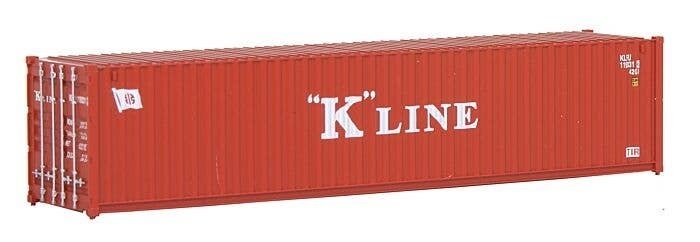 40′ Corrugated Container - Assembled -- K-Line (red, white), HO, Walthers SceneMaster 8153