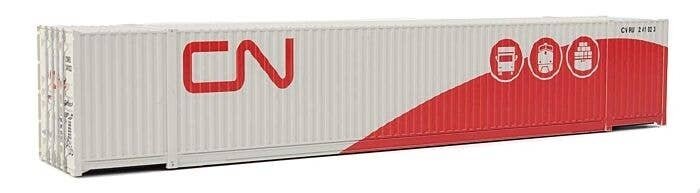 53′ Singamas Corrugated-Side Container - Assembled -- Canadian National (gray, red Three Mod, HO, Walthers SceneMaster 8537