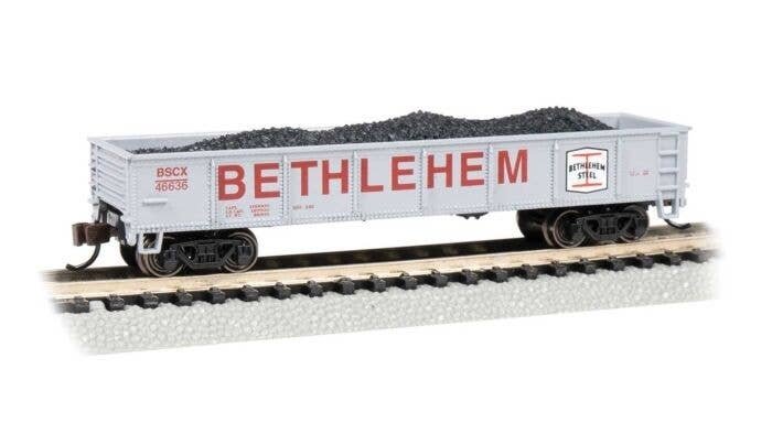 40′ Gondola - Ready to Run - Silver Series(R) -- Bethlehem Steel 46636 (gray, red), N, Bachmann Industries 17256