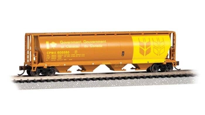 Canadian Cylindrical 4-Bay Grain Hopper - Ready to Run - Silver Series(R), N, Bachmann Industries 19166