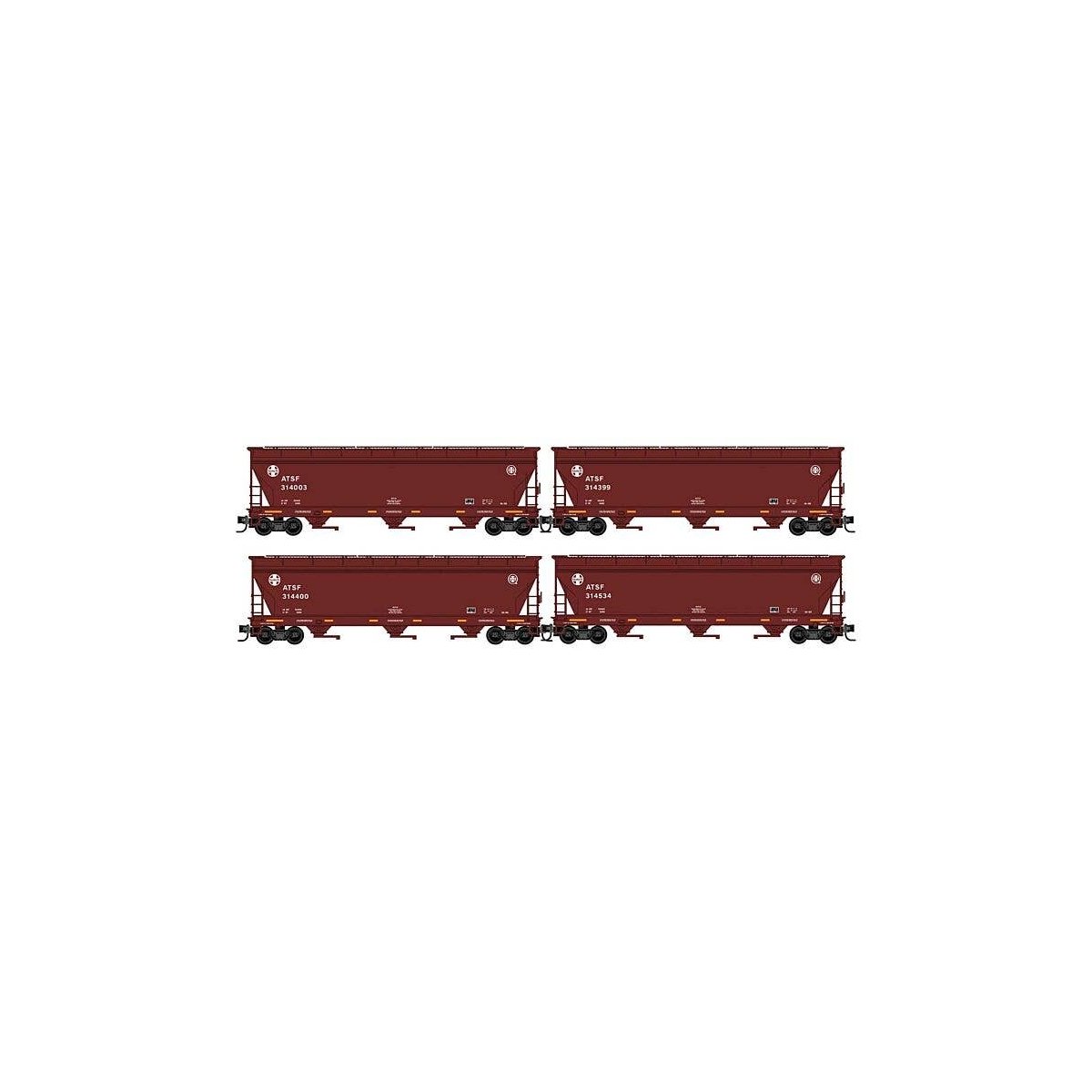 ACF 3-Bay Center Flow Covered Hopper with Elongated Hatches - Ready to Run -- Santa Fe 31439, N, Micro Trains Line 98300237