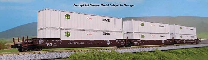 Gunderson MAXI-IV 3-Unit Well Car with 6 53′ Containers - Ready to Run -- BNSF Railway 253770 (Box, N, Kato USA Inc 1066185