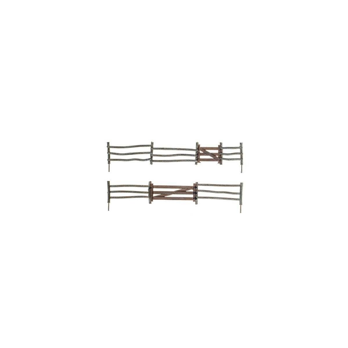 Log Fence - Kit with Gates, Hinges & Planter Pins -- Total Scale Length: 192′ 58.5m, N Woodland Scenics 2991