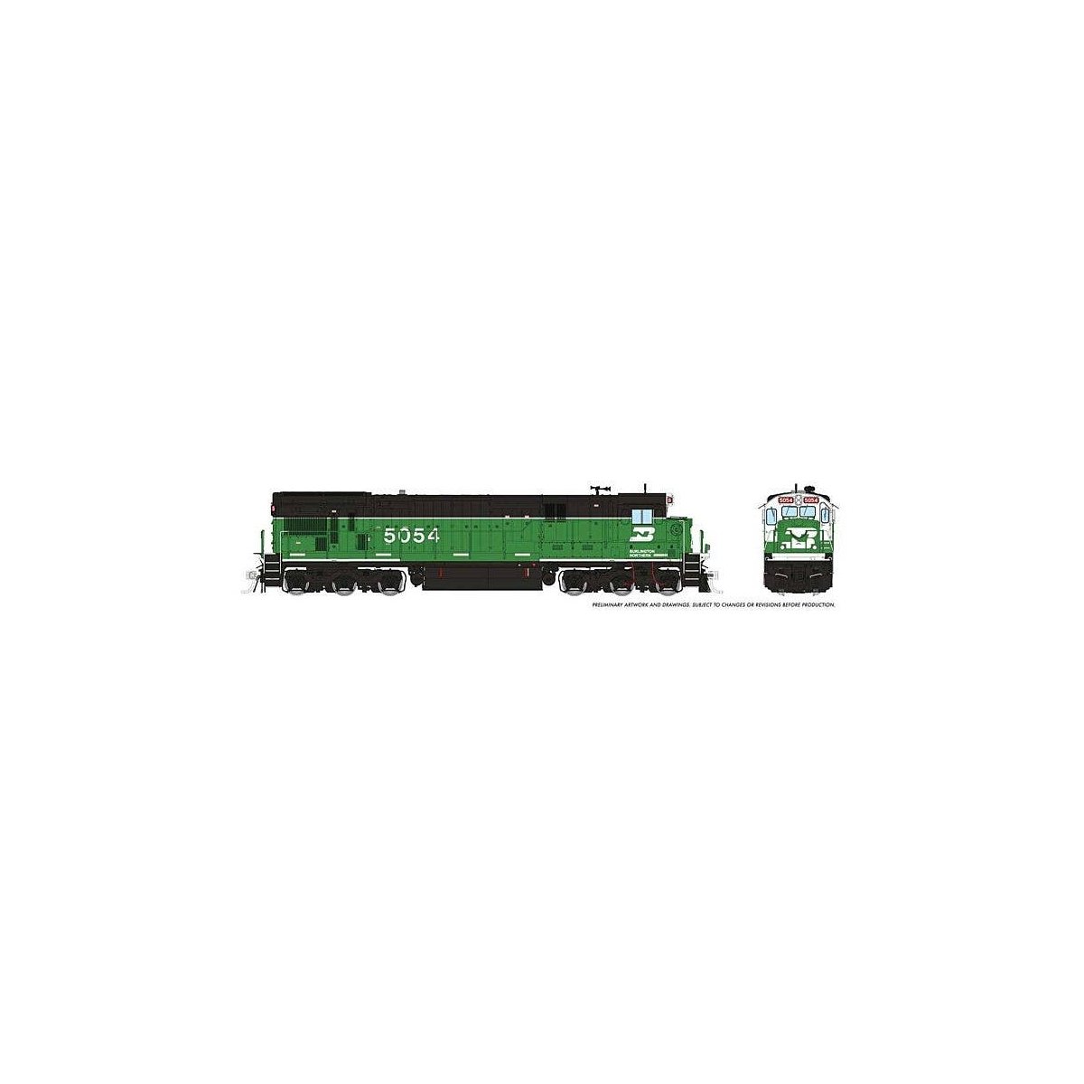 GE C36-7 - Sound and DCC -- Burlington Northern 5054 (Whiteface Scheme, Stripe Cascade Green, , HO, Rapido Trains Inc 42602