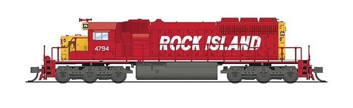 EMD SD40-2 Low Nose - Standard DC - Stealth -- Rock Island 4794 (red, yellow, white), N, Broadway Limited Imports 9489