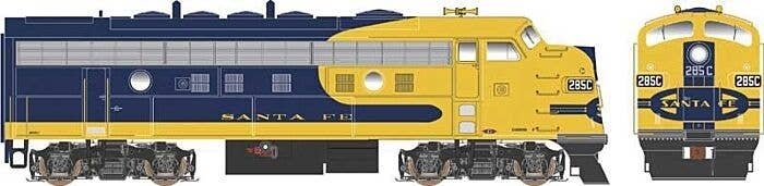 EMD F9A - Standard DC - Executive Line -- Santa Fe 285 (Warbonnet, blue, yellow, blue N, HO, Bowser Manufacturing Co. 24614