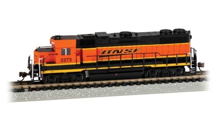 EMD GP38-2 Dynamic Brakes - Standard DC -- BNSF Railway 2273 (H3 black, orange Wedge Logo), N, Bachmann Industries 61751