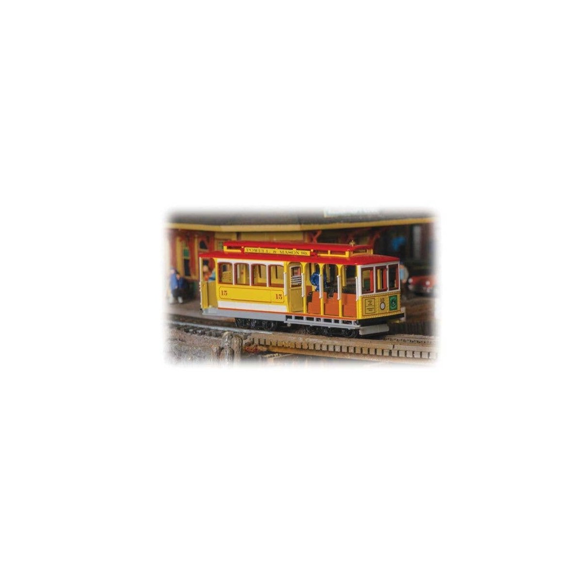 Cable Car with Grip Man - Standard DC -- Powell & Mason Streets 15 (yellow, red), HO, Bachmann Industries 60538