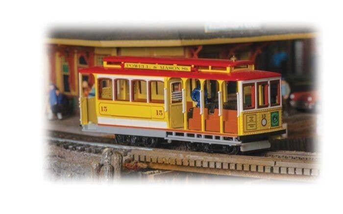 Cable Car with Grip Man - Standard DC -- Powell & Mason Streets 15 (yellow, red), HO, Bachmann Industries 60538