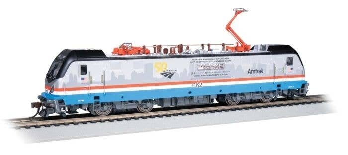 Siemens ACS-64 Electric - DCC and WOWSound(R) -- Amtrak 662 (Phase III, silver, blue, white,, HO, Bachmann Industries 67409