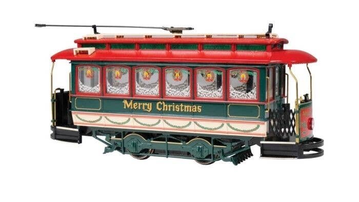 Closed Streetcar - Standard DC - Spectrum(R) -- Merry Christmas (green, red), On30, Bachmann Industries 25129