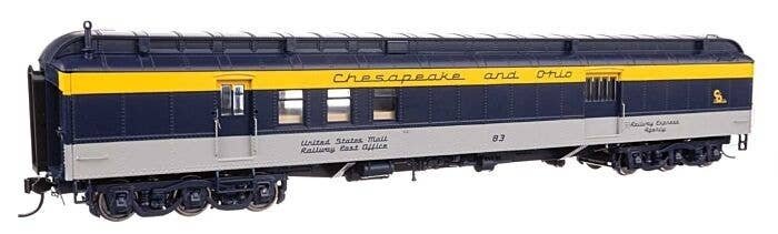 70′ Heavyweight RPO-Baggage Car w/Clerestory Roof - Ready to Run -- Chesapeake & Ohio 83, HO, WalthersProto 17414