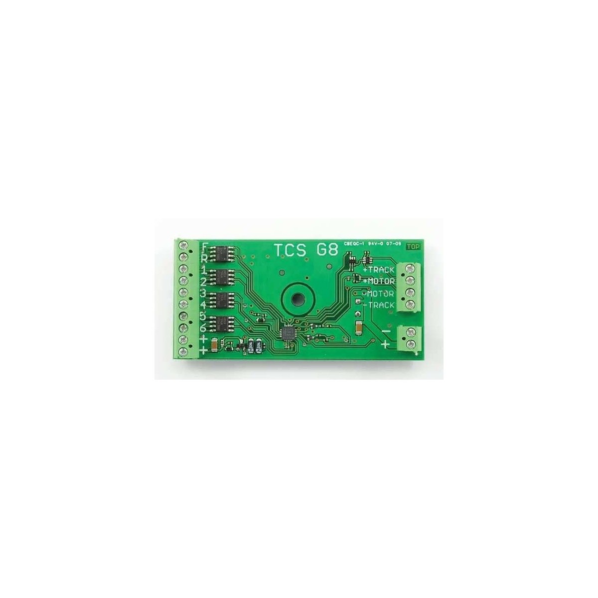 G8 8-Function DCC Decoder -- Hardware with Screw Connection - 3.01 x 1.51 x .51′ 76.5 x 37 x 13.4mm, G Train Control Systems 1