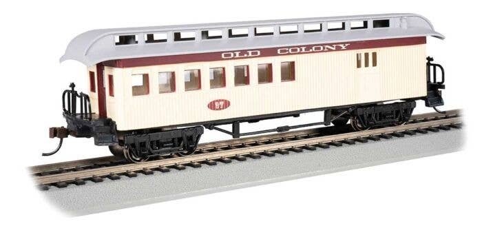 Old Time Wood Combine with Round-End Clerestory Roof - Ready to Run -- Old Colony Railroad (, HO, Bachmann Industries 15206