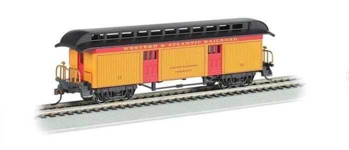 Old Time Wood Baggage with Round-End Clerestory Roof - Ready to Run -- Western & Atlantic (y, HO, Bachmann Industries 15301