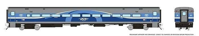 P-S Comet Commuter Coach - Ready to Run -- Montreal AMT 724 (Late silver, blue), HO, Rapido Trains Inc 128524
