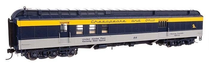 70′ Heavyweight RPO-Baggage Car w/Clerestory Roof - Ready to Run -- Chesapeake & Ohio 88, HO, WalthersProto 17415