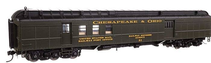 70′ Heavyweight RPO-Baggage Car w/Clerestory Roof - Ready to Run -- Chesapeake & Ohio 81, HO, WalthersProto 17412