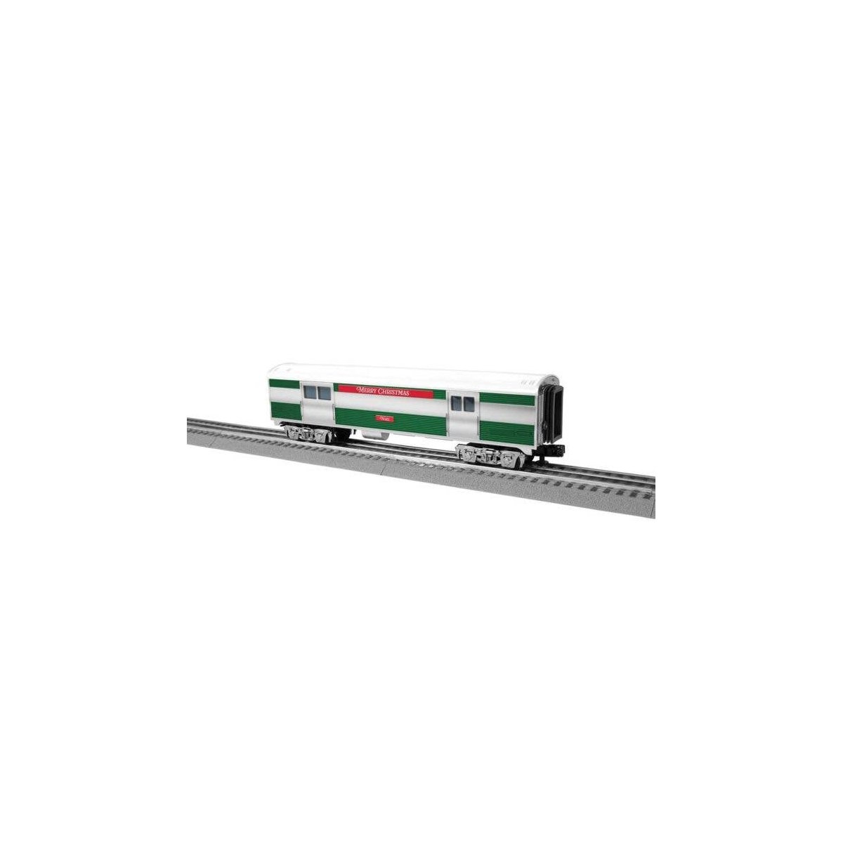 13′ Streamlined Baggage - 3-Rail - Ready to Run -- Christmas Noel (silver, green, red), O, Lionel 2427910