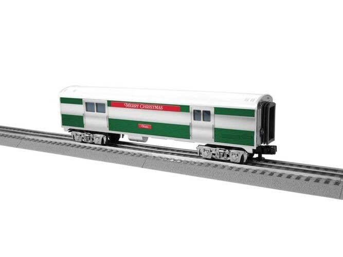 13′ Streamlined Baggage - 3-Rail - Ready to Run -- Christmas Noel (silver, green, red), O, Lionel 2427910