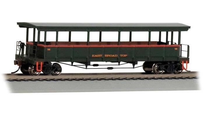 Open-Sided Excursion Car with Seats - Ready-to-Run - Silver Series(R) -- East Broad Top 168, HO, Bachmann Industries 17401