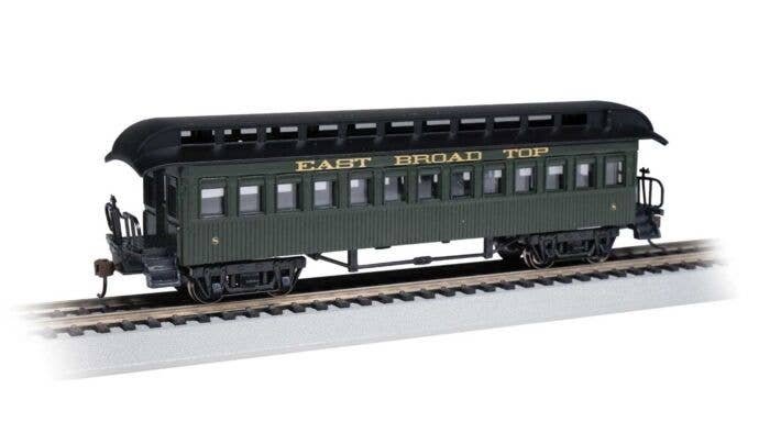 Old Time Wood Coach with Round-End Clerestory Roof - Ready to Run -- East Broad Top (green, , HO, Bachmann Industries 15108