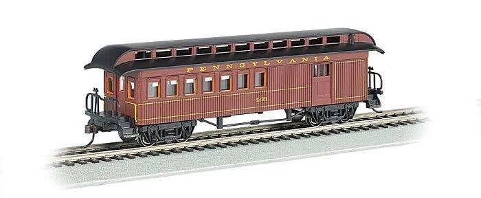 Old Time Wood Combine with Round-End Clerestory Roof - Ready to Run -- Pennsylvania Railroad, HO, Bachmann Industries 15202