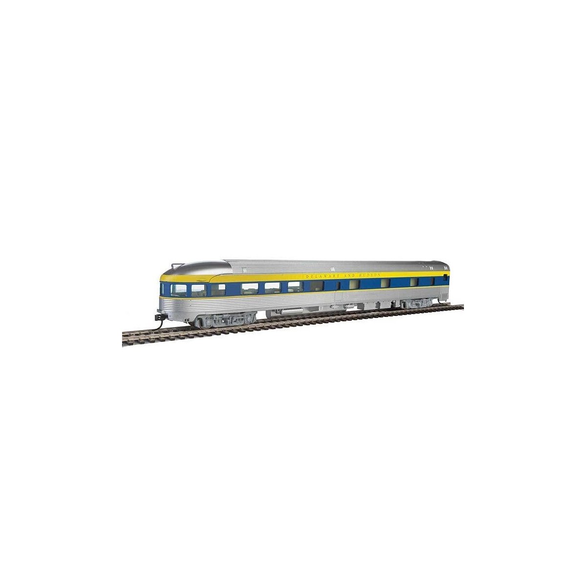 85′ Budd Observation - Ready To Run -- Delaware & Hudson (silver, blue, yellow), HO, WalthersMainline 30363