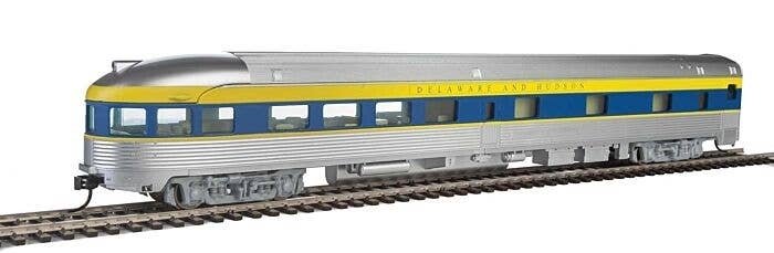 85′ Budd Observation - Ready To Run -- Delaware & Hudson (silver, blue, yellow), HO, WalthersMainline 30363