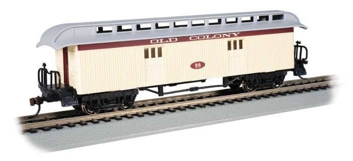 Old Time Wood Baggage with Round-End Clerestory Roof - Ready to Run -- Old Colony Railroad (, HO, Bachmann Industries 15306