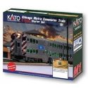 Chicago Metra Commuter Train Starter Set - Standard DC -- Metra F40PH 104, 3 Cars, Unitrack Ova, N, Kato USA Inc 106CHICAGO