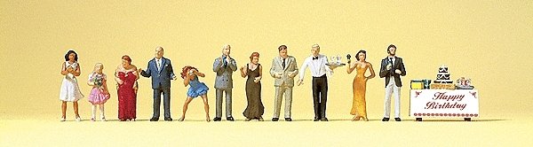 Pedestrians -- Birthday Party Goers pkg(12), HO, Preiser Kg 10554