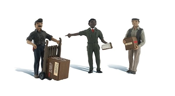 Scenic Accents(R) Figures -- Dock Crew - 2 Crew Members & 1 Crew Chief, G, Woodland Scenics 2565