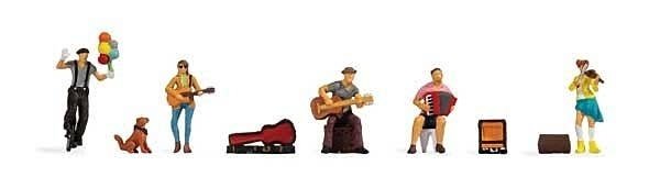 Street Artists/Musicians -- 5 Figures, Dog, Accessories, HO, Noch Gmbh & Co 15597
