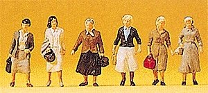 Spectators -- Female Commuters pkg(6), HO, Preiser Kg 10365