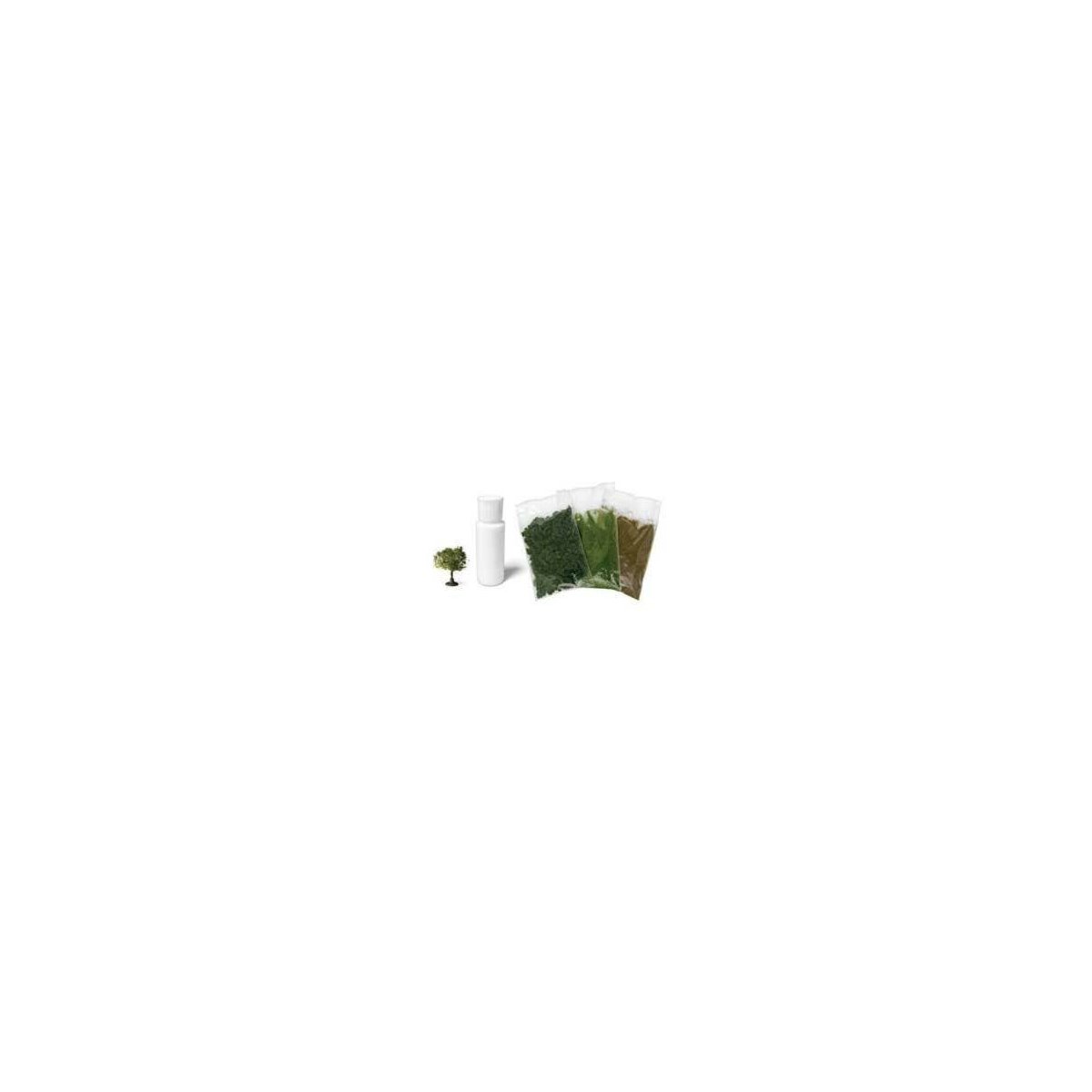 Mini Diorama Scenery Kit -- Includes: Bushes, Earth Fine Turf, Grass, 1 Tree, Scenic Cement, N Kato USA Inc 28999