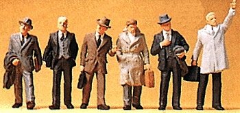 Passengers -- Businessmen w/Coats pkg(6), HO, Preiser Kg 10381
