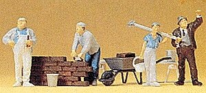 People Working -- Bricklayers/Accessories, HO, Preiser Kg 10251