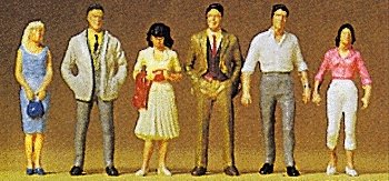 Figures - 1/72 Scale -- Standing People pkg(6), 1/72, Preiser Kg 72400