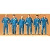 Working People - 1/72 Scale -- Mechanics in Overalls pkg(6), 1/72, Preiser Kg 72406