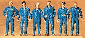Working People - 1/72 Scale -- Mechanics in Overalls pkg(6), 1/72, Preiser Kg 72406