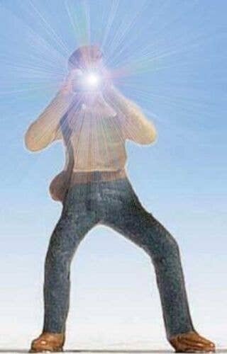 Railfan Photographer with Working Camera Flash -- Blue Pants, HO, East Coast Circuits 95105