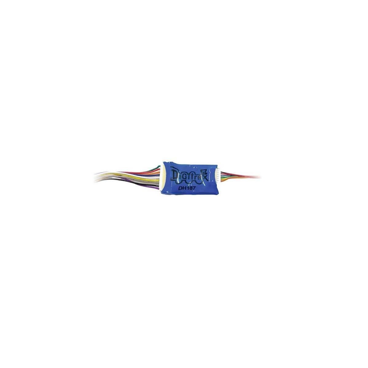 DH187D Series 7 Mobile DCC Control Decoder -- 9-Pin Harness Socket 1A/2A Peak, 8 FX7 Functions, HO Digitrax DH187D
