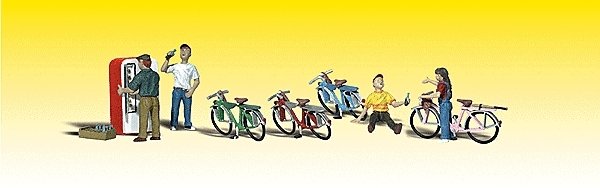 Scenic Accents(R) Figures -- Bicycle Buddies pkg(4), N, Woodland Scenics 2194